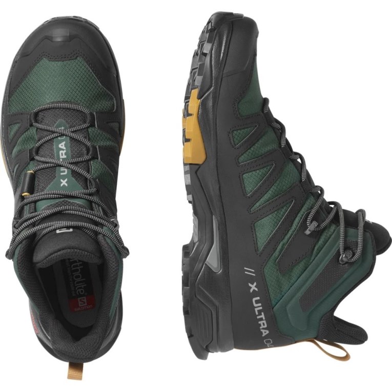 Green / Black Salomon X Ultra 4 Mid GTX Men's Hiking Boots | PH 74506V